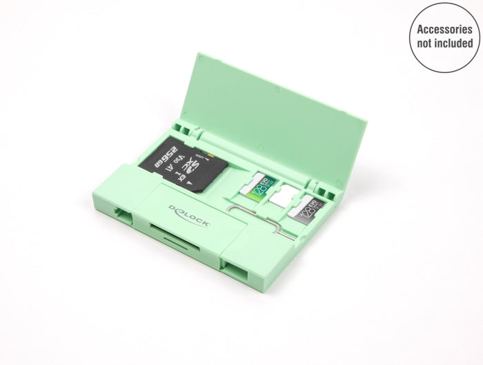 Delock Card Reader USB 5 Gbps USB Type-C™ / Typ-A für SD und Micro SD Speicherkarten mit praktischem Speicherkarten Etui - mint