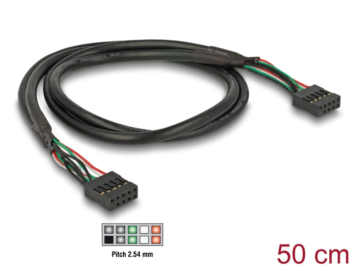 Delock Kabel USB 2.0 Pfostenbuchse 2,54 mm 10 Pin > USB 2.0 Pfostenbuchse 2,54 mm 10 Pin 50 cm
