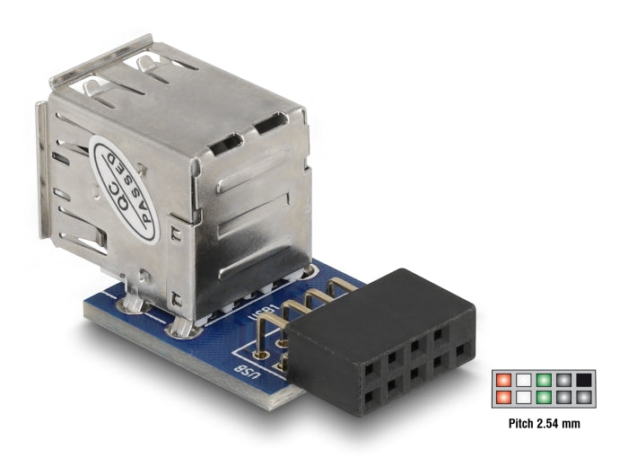 Delock USB Pin Header Buchse > 2 x USB 2.0 Buchse - oben