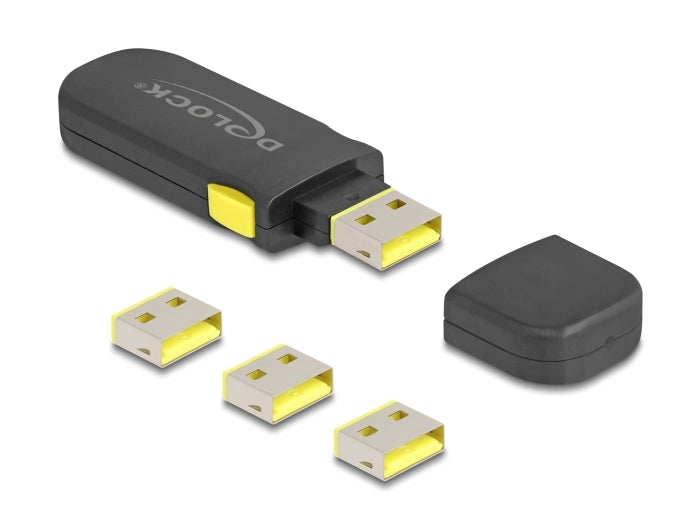 Delock USB Port Blocker Set für USB Typ-A Buchse 4 Stück + Verschlusswerkzeug