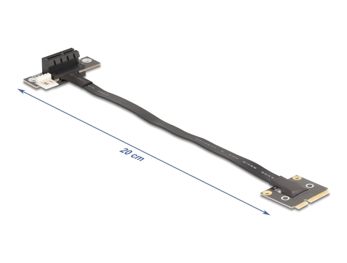 Delock Adapter Mini PCIe Stecker zu PCIe 3.0 x1 Buchse 90° gewinkelt mit Kabel 20 cm