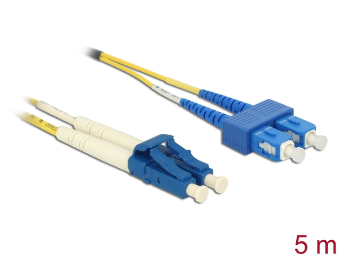 Delock Kabel Lichtwellenleiter LC Duplex zu SC Duplex Singlemode OS2 5 m