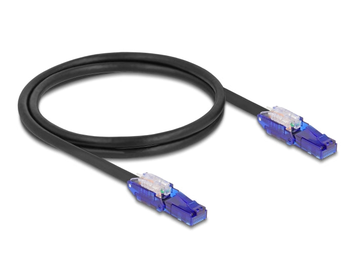 Delock RJ45 Netzwerkkabel Cat.6 UTP mit 180° winkelbaren Steckern schwarz 1 m
