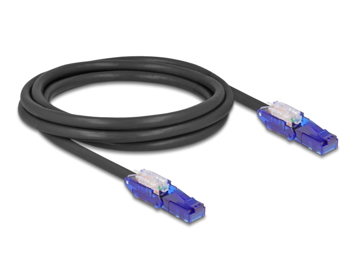 Delock RJ45 Netzwerkkabel Cat.6 UTP mit 180° winkelbaren Steckern schwarz 2 m