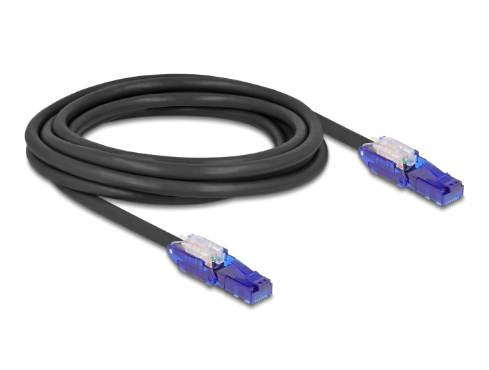 Delock RJ45 Netzwerkkabel Cat.6 UTP mit 180° winkelbaren Steckern schwarz 3 m