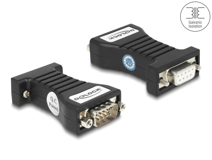 Delock Isolator RS-232 D-Sub 9 Buchse zu RS-232 D-Sub 9 Stecker TXD, RXD, DTR, DSR, GND galvanische Trennung 2,5 kV