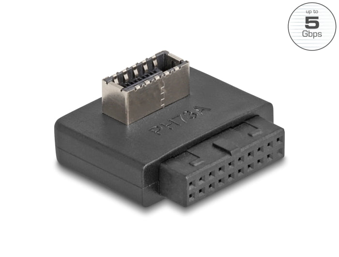 Delock USB 5 Gbps Adapter Pfostenbuchse zu intern Typ-E Key A Buchse gewinkelt mit Gehäuse