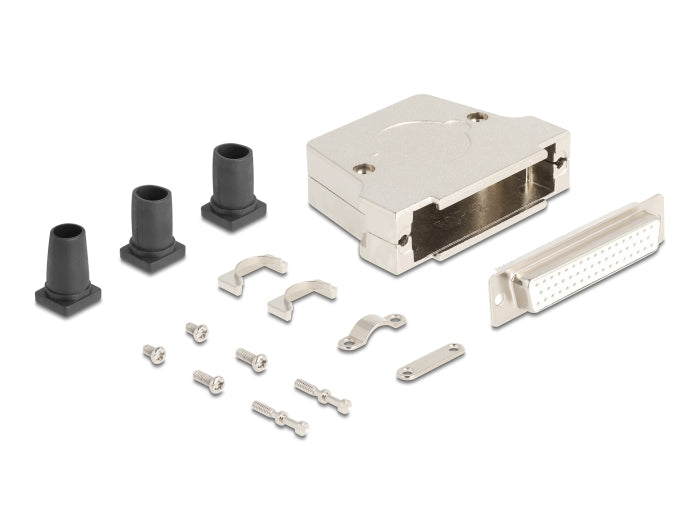 Delock Sub-D Steckergehäuse 50 Pin aus Metall inklusive Steckerverbinder Buchse und Montagematerial