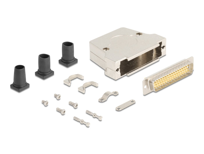 Delock Sub-D Steckergehäuse 50 Pin aus Metall inklusive Steckerverbinder Stecker und Montagematerial