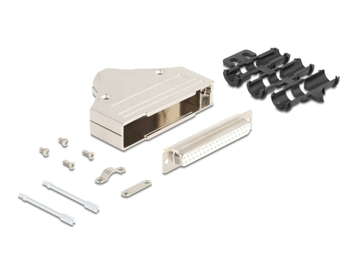 Delock Sub-D Steckergehäuse 37 Pin aus Metall inklusive Steckerverbinder Buchse und Montagematerial