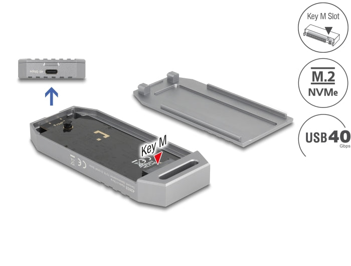 Delock M.2 NVMe SSD Gehäuse USB 40 Gbps - werkzeugfrei