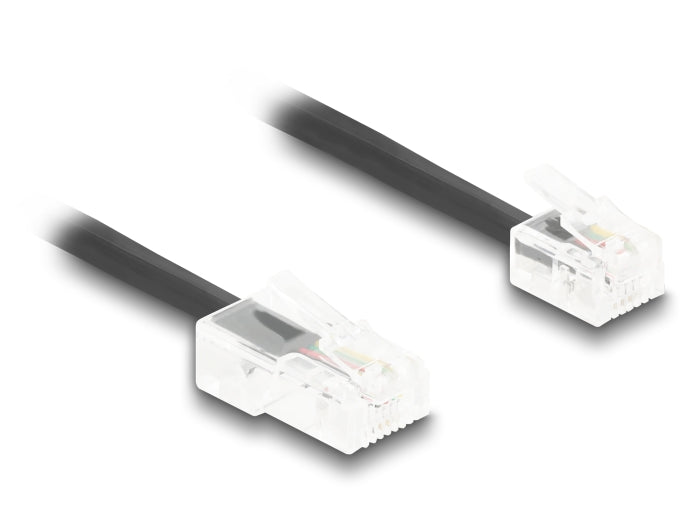 Delock Telefonkabel / Spiralkabel RJ11 Stecker zu RJ45 Stecker schwarz 2 m
