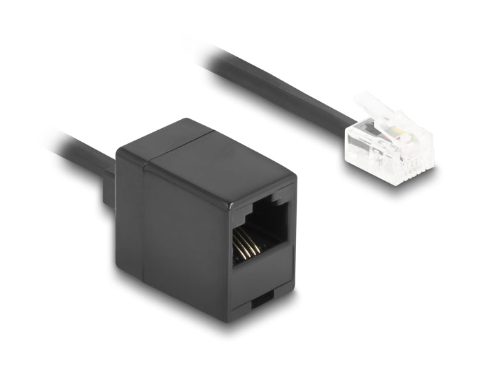 Delock Telefonkabel / Spiralkabel RJ11 Stecker zu RJ45 Buchse schwarz 1 m