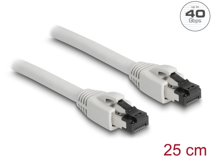 Delock RJ45 Netzwerkkabel Cat.8.1 S/FTP 0,25 m bis 40 Gbps grau