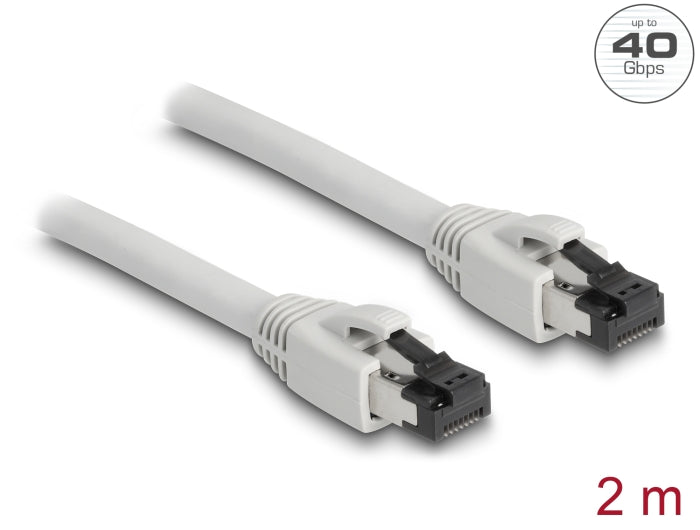 Delock RJ45 Netzwerkkabel Cat.8.1 S/FTP 2 m bis 40 Gbps grau