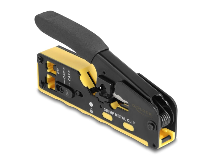 Delock Crimpzange für 6P/8P RJ45/RJ11 Stecker Cat. 5/6/7 mit Klinge und Abisolierer
