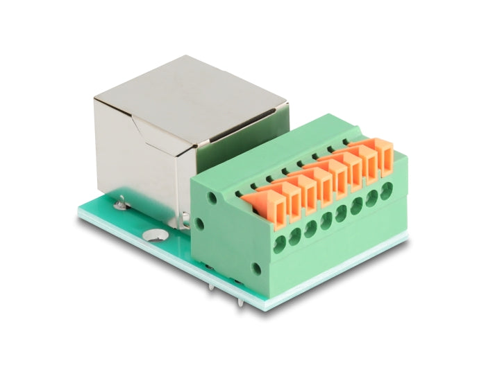 Delock RJ45 Buchse zu Terminalblock mit Drucktaster Cat.5e