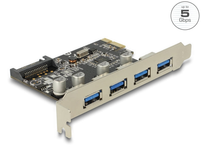 Delock PCI Express x1 Karte zu 4 x extern USB Typ-A Buchse SuperSpeed USB 5 Gbps (USB 3.2 Gen 1)