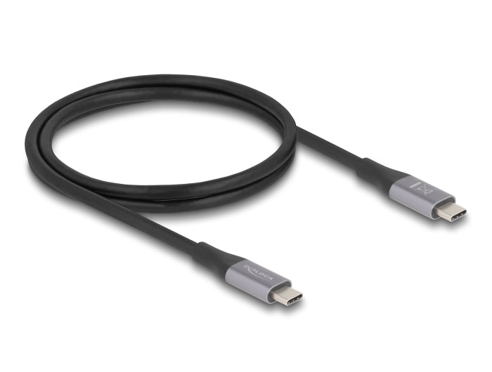 Delock USB 40 Gbps Kabel USB Type-C™ Stecker zu Stecker PD 3.1 240 W E-Marker 1 m grau Metall