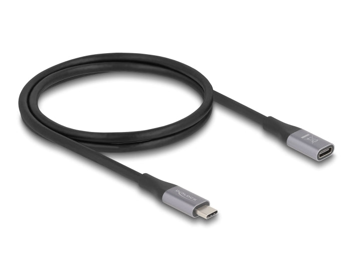 Delock USB 40 Gbps Verlängerungskabel USB Type-C™ Stecker zu Buchse PD 3.1 240 W 1 m grau Metall