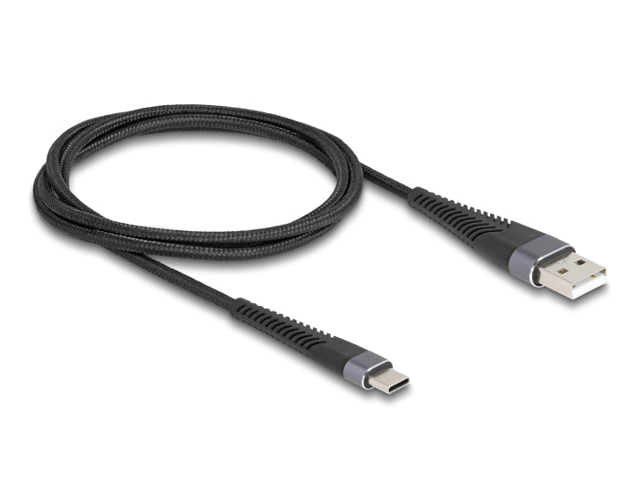 Delock USB 2.0 Kabel USB Typ-A Stecker zu USB Type-C™ Stecker mit verlängertem Knickschutz 1 m