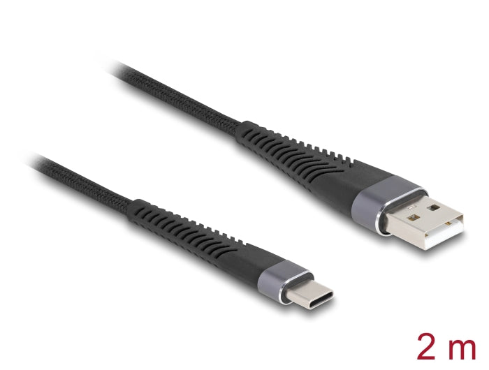 Delock USB 2.0 Kabel USB Typ-A Stecker zu USB Type-C™ Stecker mit verlängertem Knickschutz 2 m