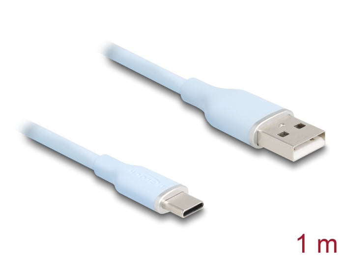 Delock USB 2.0 Kabel USB Typ-A Stecker zu USB Type-C™ Stecker 1 m blau Silikon