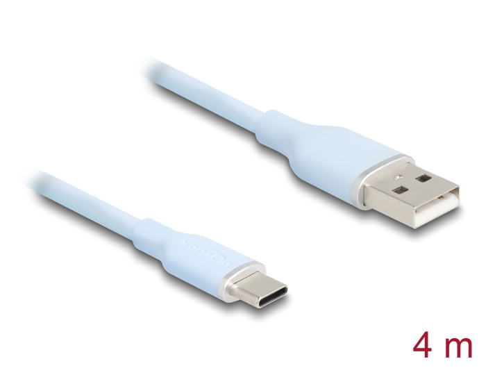 Delock USB 2.0 Kabel USB Typ-A Stecker zu USB Type-C™ Stecker 4 m blau Silikon