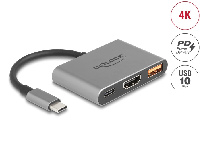 Delock USB Type-C™ Adapter zu HDMI 4K 30 Hz mit USB Typ-A und USB Type-C™ PD 2.0 90 W