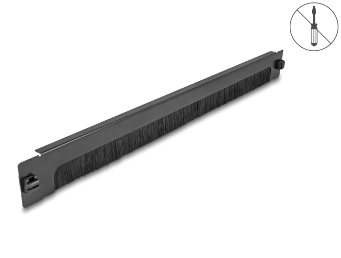 Delock 19″ 1 HE Kabelmanagement Bürstenleiste unten offen werkzeugfrei schwarz