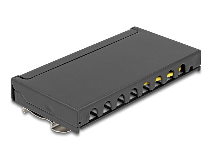 Delock Mini Desktop Patchpanel RJ45 Buchse 8 Port Cat.6A geschirmt schwarz - zur Montage an Tisch, Wand oder Hutschiene