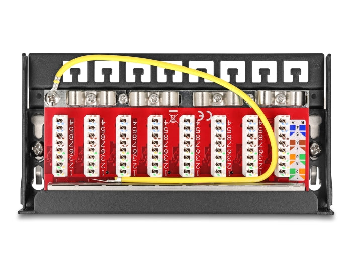 Delock Mini Desktop Patchpanel RJ45 Buchse 8 Port Cat.6A geschirmt schwarz - zur Montage an Tisch, Wand oder Hutschiene