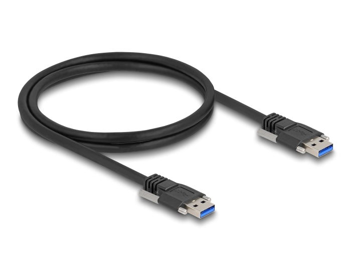 Delock USB 5 Gbps Kabel Typ-A Stecker zu Typ-A Stecker mit Schraubenabstand 19 mm / M3 Schrauben 1 m schwarz