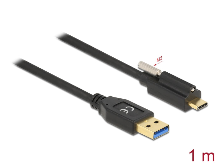 Delock USB 10 Gbps Kabel Typ-A Stecker zu USB Type-C™ Stecker mit Schraube oben 1 m