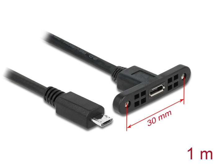 Delock Kabel USB 2.0 Micro-B Buchse zum Einbau > USB 2.0 Micro-B Stecker 1 m