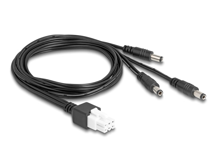 Delock Kabel Mini-Fit 4,2 mm 6 Pin Stecker zu 3 x DC 5,5 x 2,5 mm Stecker schwarz