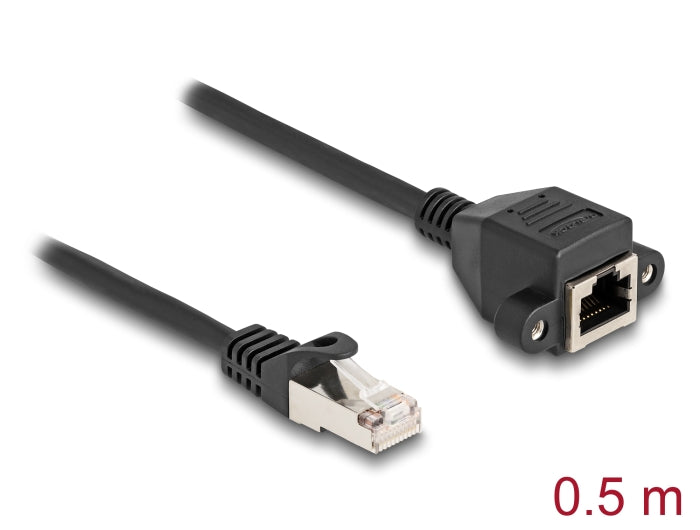 Delock RJ50 Verlängerungskabel Stecker zu Buchse S/FTP 0,5 m schwarz