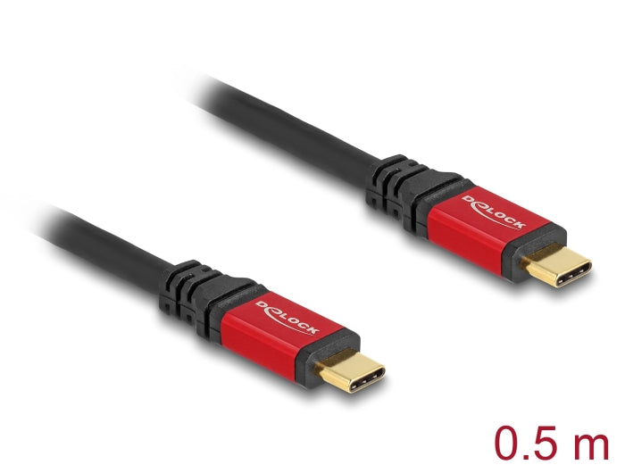 Delock USB 20 Gbps Kabel USB Type-C™ Stecker zu Stecker PD 3.0 100 W E-Marker 0,5 m rot Metall