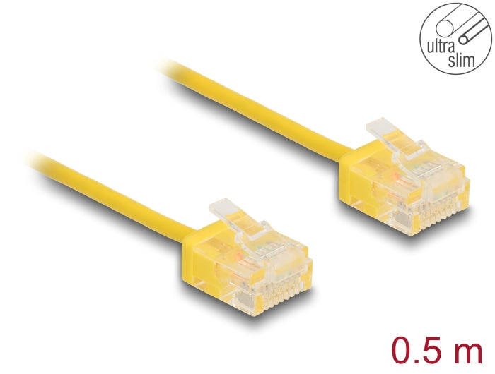 Delock RJ45 Netzwerkkabel Cat.6 UTP Ultra Slim 0,5 m gelb mit kurzen Steckern
