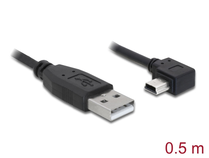 Delock USB 2.0 Kabel Typ-A Stecker zu Typ Mini-B Stecker links gewinkelt 0,5 m