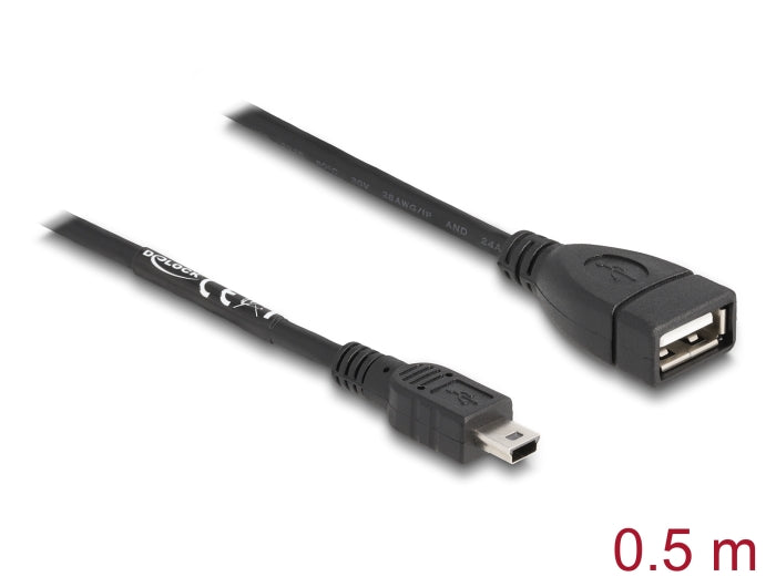 Delock USB 2.0 Kabel Typ-A Buchse zu Mini USB Stecker 0,5 m