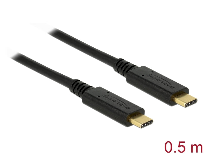 Delock USB 10 Gbps Kabel USB Type-C™ zu USB Type-C™ 0,5 m PD 3 A E-Marker