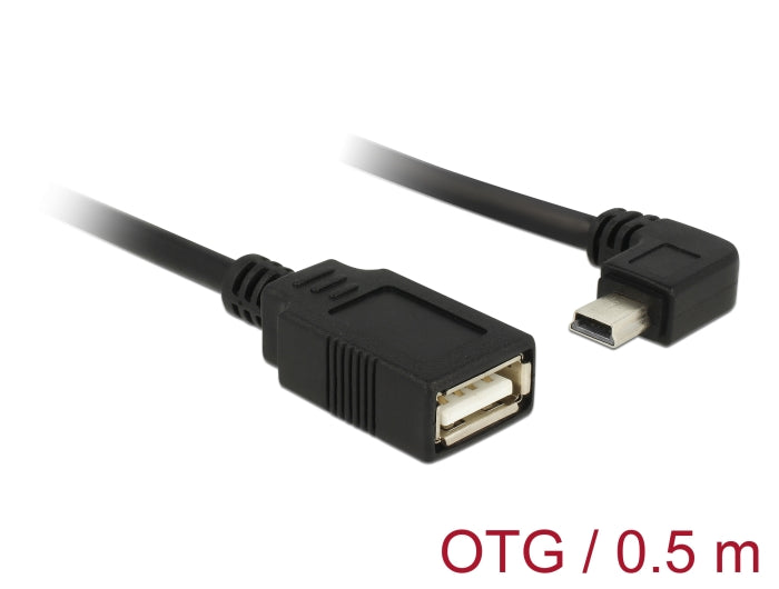 Delock Kabel USB mini Stecker gewinkelt > USB 2.0-A Buchse OTG 50 cm