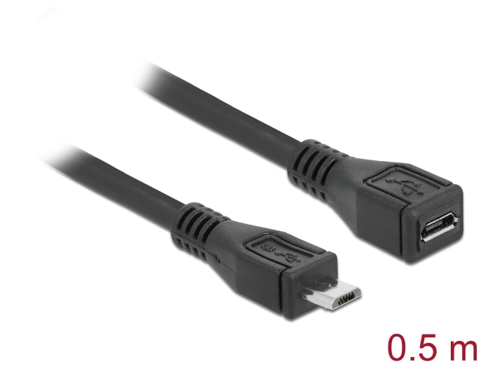 Delock Verlängerungskabel USB 2.0 Typ Micro-B Stecker > USB 2.0 Typ Micro-B Buchse 0,5 m