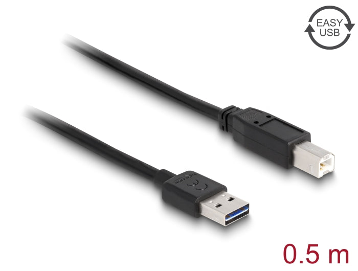Delock Kabel EASY-USB 2.0 Typ-A Stecker > USB 2.0 Typ-B Stecker 0,5 m schwarz