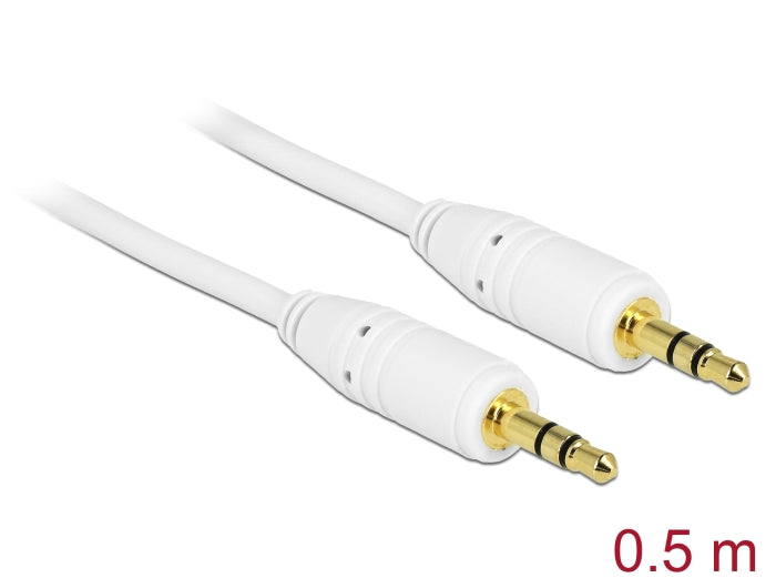 Delock Klinkenkabel 3,5 mm 3 Pin Stecker > Stecker 0,5 m weiß