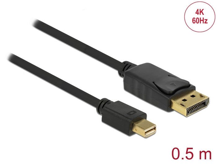 Delock Kabel Mini DisplayPort 1.2 Stecker > DisplayPort Stecker 4K 60 Hz 0,5 m