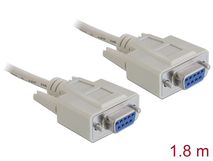 Delock RS-232 Kabel Seriell D-Sub 9 Buchse zu Buchse 1,8 m Nullmodem