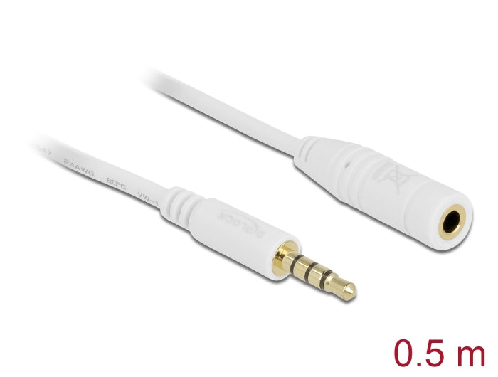 Delock Verlängerungskabel Audio Klinke 3,5 mm Stecker / Buchse 4 Pin 0,5 m