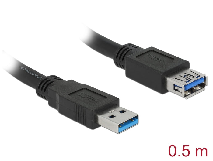 Delock USB 5 Gbps Verlängerungskabel Typ-A Stecker zu Buchse 0,5 m schwarz